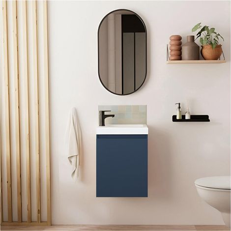 Mobile bagno LISA + specchio ovale + rubinetto nero