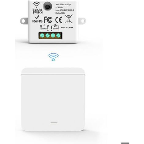 Interrupteur Mural Sans Fil - Récepteur RF433 MHz - Contrôle Éclairage Sans Câblage - 10 A - AC 85-240 V - Lot de 2 Pièces (1/4)