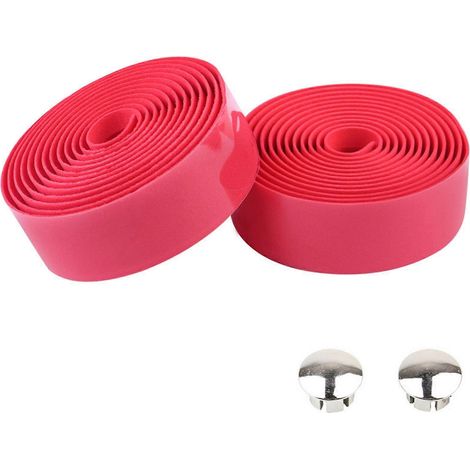 paire de ruban de guidon de vélo avec embouts, en mousse de caoutchouc élastique antidérapante, compatible avec la plupart des vélos.-Red