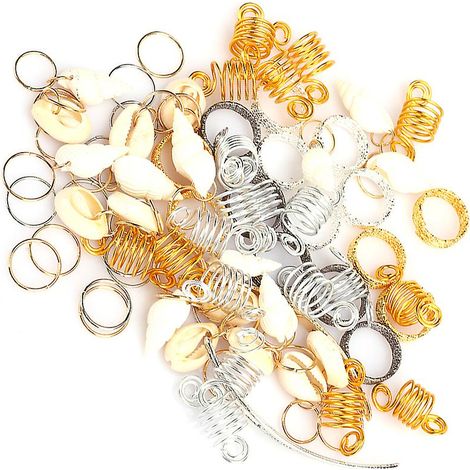 Anneaux pour tresses, dreadlocks, anneaux en coquillage, accessoires de coiffure tendance (1/4)