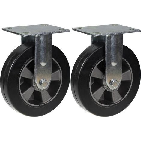 Wheels - Site Equipment - 200mm - Black Rubber - Capacity 900kg - Fixed