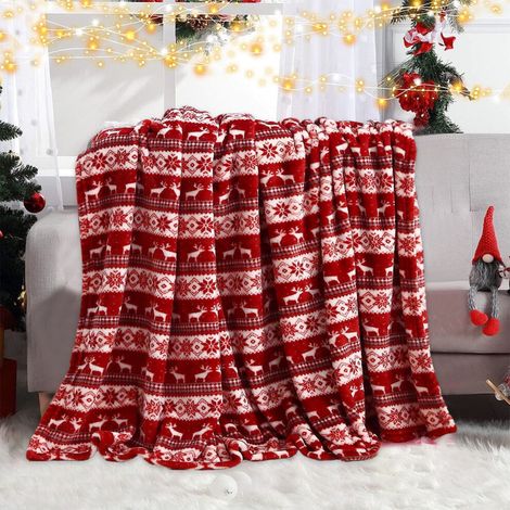 Diese bedruckte Flanelldecke mit Weihnachtsmotiven ist warm und weich und eignet sich perfekt für Sofas, Sessel, Betten und vieles mehr.