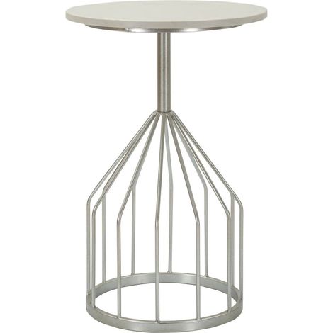 Dmora - Tavolino da salotto Calepio, Tavolo basso da caffè, Portariviste per divano, Ripiano da soggiorno, 38x38 h58 cm, Argento (1/5)