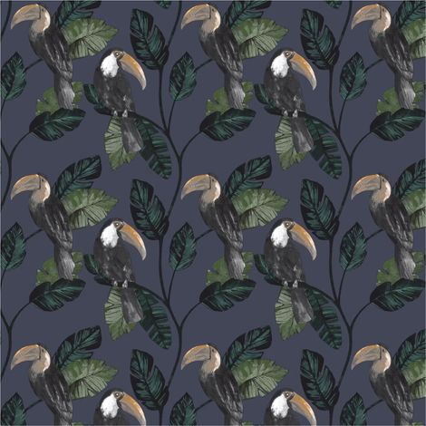 Holden Decor Premium Tiki Navy Wallpaper Bird Jungle Paste The Wall Botanical (1/4)