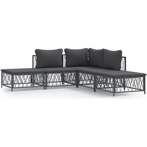 Maison Exclusive - Set Salotto da Giardino 5 pz con Cuscini in Acciaio Antracite (1/5)