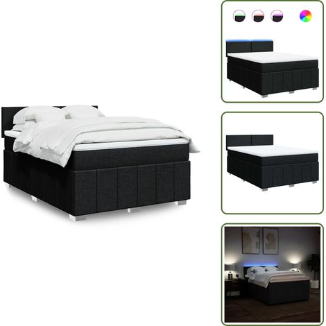 vidaXL Boxspringbett mit Matratze Schwarz 140x200 cm Stoff (1/5)