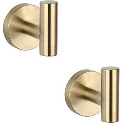 YMYNY Set of 2 Brushed Gold SUS 304 Stainless Steel Bathroom Coat Hooks (1/4)