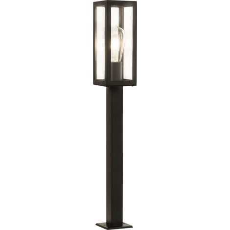 Searchlight Box - Borne d'extérieur haute à 1 ampoule noire avec verre transparent IP44, E27 (1/3)