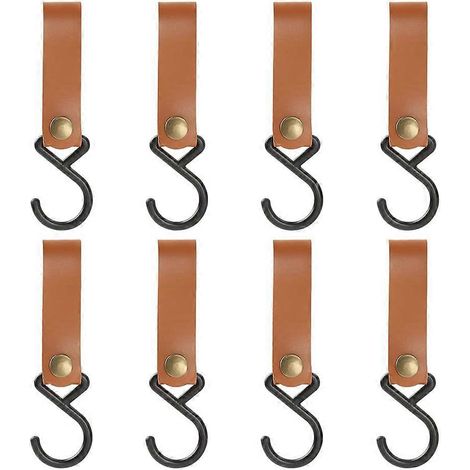 8 pièces cuir S crochets cuir crochet S crochets S Shaped crochets manteau crochet pour suspendu camping crochet cintre (1/5)
