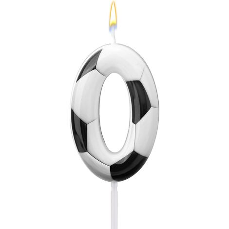 Football Bougie, Bougie Numéro Anniversaire Décoration Gâteau Football Gâteaux à Thème Sportif pour Garçons Filles Fournitures Décoration Fête D'Anniversaire (Numéro 0)