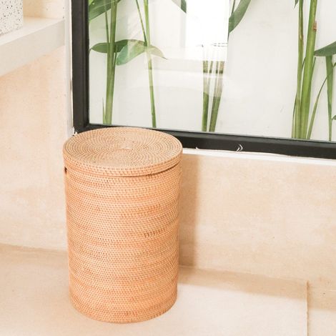 Panier à Linge avec Couvercle et Coffre de Rangement en Rotin, 2 Tailles Disponibles - PANGIVO