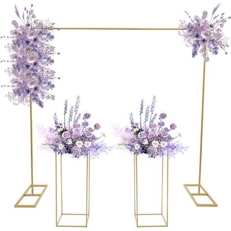 Arco Nuziale, Arco Nuziale con 2 Rettangoli – Supporto Floreale per Matrimoni – Espositore in Metallo per Casa, Feste e Matrimoni – Oro – 200 x 200 cm – 27 x 27 x 80 cm