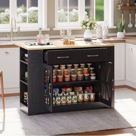 Meuble rangement cuisine 120 cm avec table rabattable OKMYHOME (1/5)