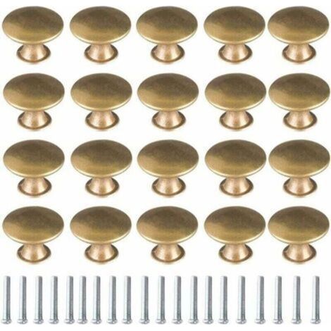 Bouton de Porte Laiton 20 Pièces Vintage Laiton Poignées Boutons de Meuble Boutons Porte de Tiroir Poignée de Meuble Béquille, bouton et poignée de porte Vintage pour Tiroir Armoire Meuble Cuisine de (1/4)