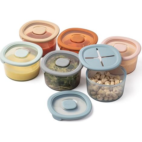 Pot Conservation Bébé Silicone avec couvercles Snack Double scellage hermétique Gradués Passent au Lave-vaisselle Micro-ondes (1/5)