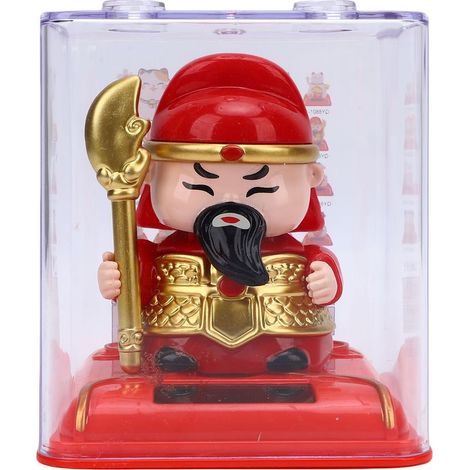 Figurine Solaire Guan Gong Décoration Voiture Style Chinois Statue en Plastique Animée par Énergie Solaire pour Tableau de Bord (1/5)