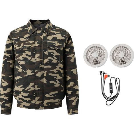 Fan Jacket USB Cooling Fan Clothes Summer Wearable Fan 4 Wind Speed AC Air Conditioning Jacket with Fans for Working Outdoor Activities Fishing Hiking Camouflage XL (1/5)