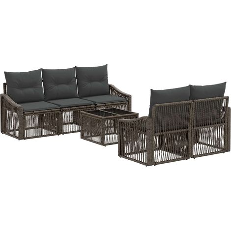 Set Divano da Giardino 6 pz Grigio polyrattan vidaXL (1/5)