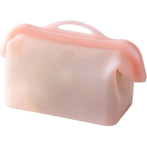 Sac de rangement alimentaire en silicone réutilisable, récipient scellé autoportant à large ouverture, rose, 7,7 x 6,1 x 4,9 pouces (1/5)