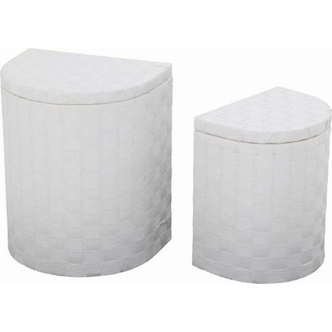 Weißes Papierkorb mit 1-2 Fächern, 45x35h54 Halbmondform (1/3)