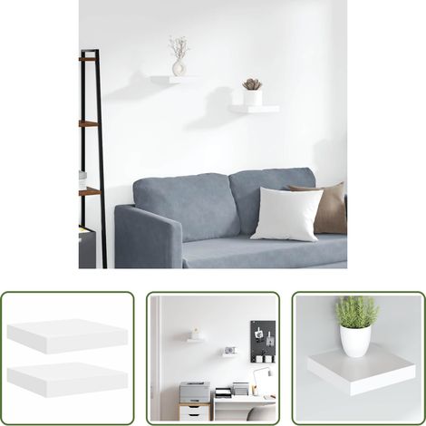 Étagère décorative - Étagères murales flottantes 2 pcs blanc 23x23,5x3,8 cm MDF (1/5)