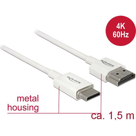 Delock Cable HDMI de alta velocidad con Ethernet - HDMI-A macho  HDMI Mini-C macho 3D 4KÂ 1,5 mÂ fino High Quality