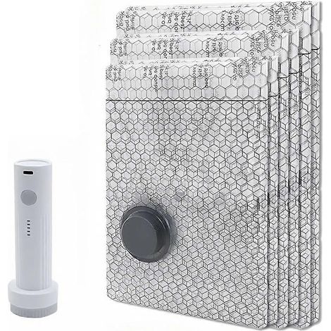 6 pièces Vacuum Seal sacs Compression Space Saver avec électrique air Pump pour Travel maison rangement vêtements (1/5)