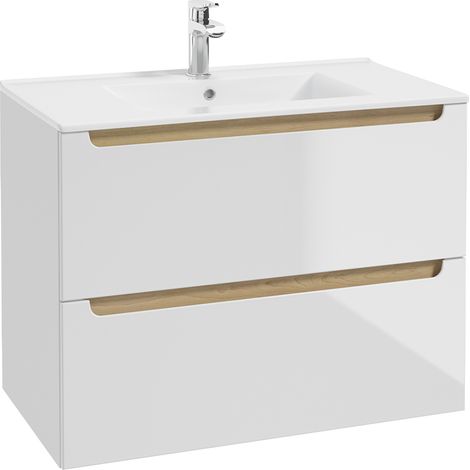 Waschtisch 80cm Livia mit 2 Schubladen, Weiß