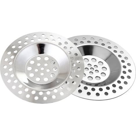 Lot de 2 tamis d'évier en acier inoxydable - Passoire à cheveux pour douche - Passoire à trous - Passoire de douche - Passoire pour évier de cuisine et douche - Facile à nettoyer (1/5)