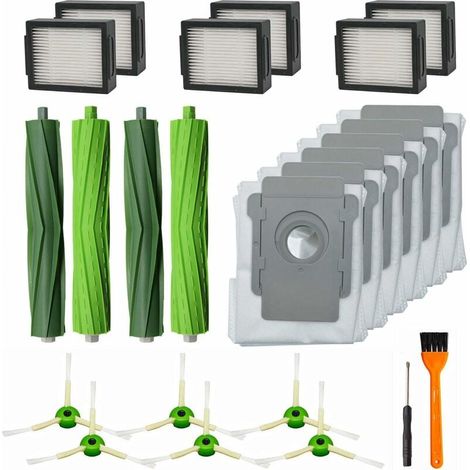 Lot de 20 pièces de rechange pour aspirateur iRobot Roomba i7 i7+ i3 i3+ i4 i4+ i6 i6+ i8 i8+ j7 j7+/Plus E5 E6 E7, 2 brosses en caoutchouc 6 brosses latérales pour filtre HEPA 6 sacs d'aspirateur (1/5)