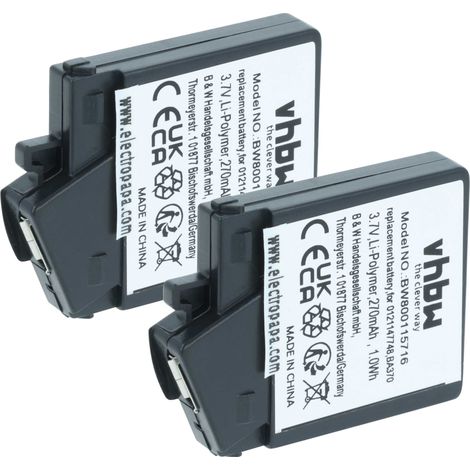 vhbw 2x Batterie compatible avec Sennheiser MM 400-X, MM 400, 550 Travel, 450 Travel casque audio, écouteurs sans fil (270mAh, 3,7V, Li-polymère)