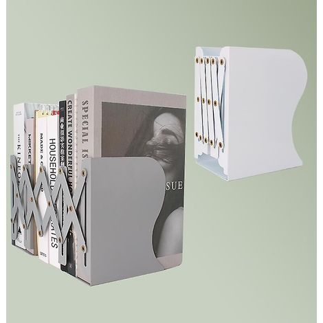 Verstellbare Buchstützen aus Metall für Schreibtische und Regale, ausziehbare Zeitschriftenständer und Schreibwarenhalter, die sich bis zu 48 cm ausziehen lassen. (1/5)