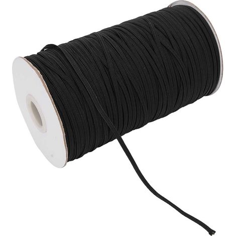 200 yards/rouleau de masque facial, vêtement, élastique plat, élastique pour poignet, noir (1/5)