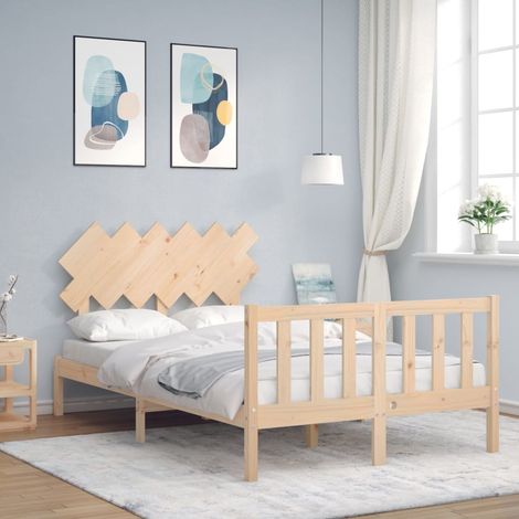 Bed Frame without Mattress Double Solid Wood Pine vidaXL (1/5)