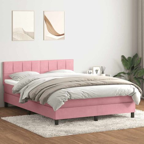 Boxspringbett mit Matratze Rosa 140x220 cm Samt