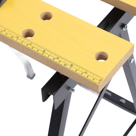 Outil de table de travail pliant, mâchoires d'étau en MDF léger, outils de réparation de cadre en acier, chevilles pivotantes réglables, rangement facile pour une utilisation à domicile et au bureau (1/5)