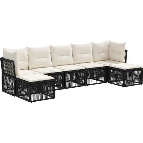 Gartensofa-set 7 pcs Schwarz Poly-Rattan vidaXL