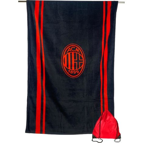 TELO MARE Sport MILAN Miura GRANDE Cm. 90 X 170 ORIGINALE A.C. MILAN CON Zaino Portatelo (1/5)