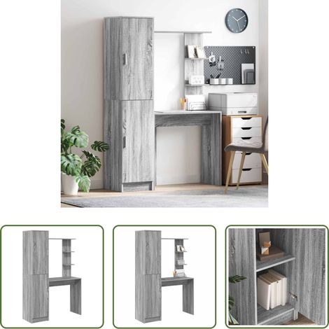 vidaXL Bureau marron - Bureau 2 pcs Gris Sonoma (1/5)