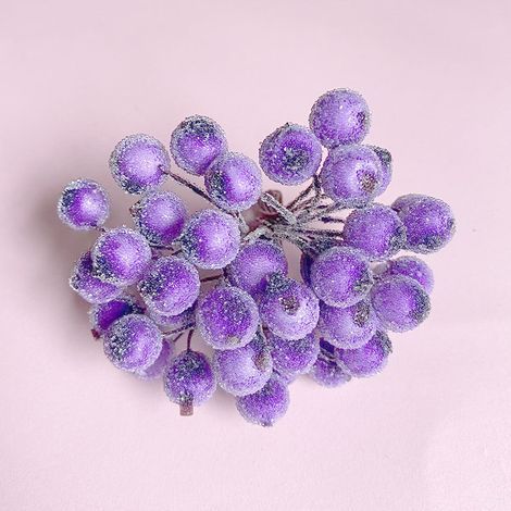 Fleurs artificielles de Noël (5 baies de houx violettes givrées) pour la décoration de la maison, des mariages, des anniversaires et autres fêtes (à faire soi-même).