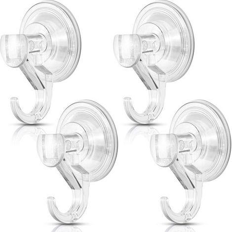 Ganci a ventosa resistenti per bagno e cucina, portata 2 kg, 4 pezzi, in plastica (1/5)