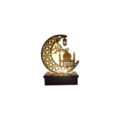 Décoration en bois Ramadan Eid Mubarak, pendentif lune et étoile, cadeau bricolage – (1/5)