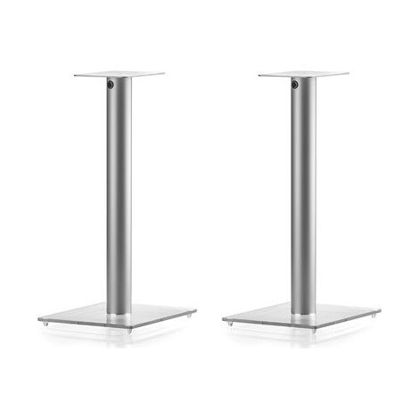 Pieds pour enceintes à poser SP100 verre trempé transparent et alu brossé - lot de 2