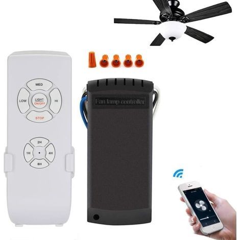 WLAN-Fernbedienungsset für Deckenventilatoren mit 4 Timern und 3 Geschwindigkeitsstufen, 220V/230V Lampen-/Lüftersteuerungsschalter, kompatibel mit Alexa und Smart Life (1/5)