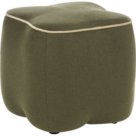 Pouf imbottito in tessuto verde Juno (1/5)