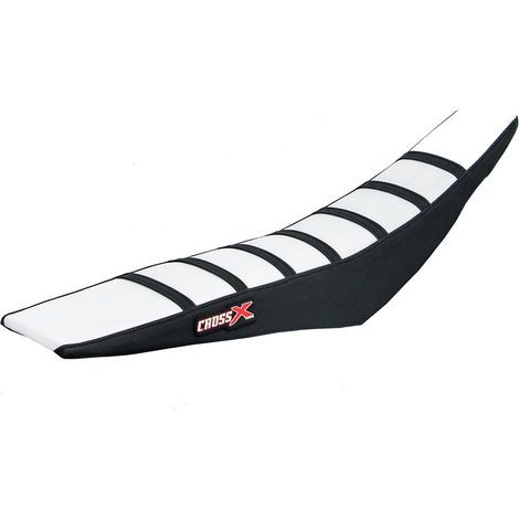 HOUSSE DE SELLE KAWASAKI KFX 250/450 2021 - 2023 TOP WHITE- SIDE BLACK-STRIPES BLACK