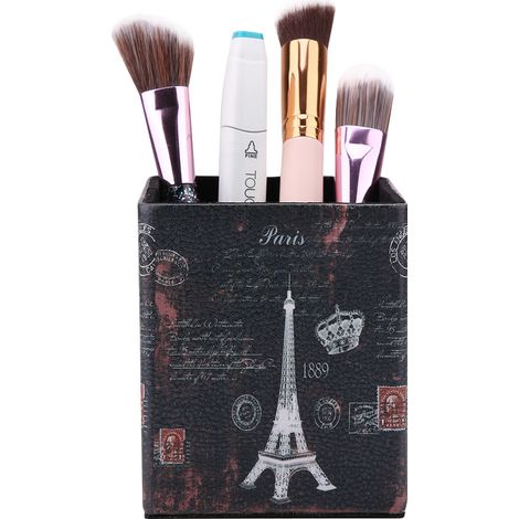 Boîte de rangement porte-stylo de bureau style britannique créatif, boîte à bijoux/porte-stylo carré rétro en cuir, coffret cadeau