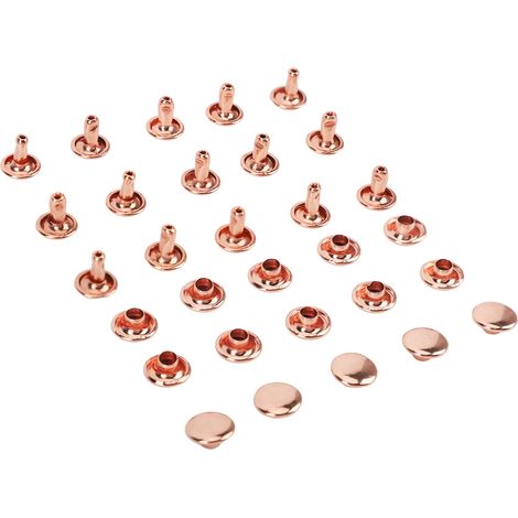 Lot de 100 rivets métalliques dorés rose, brillants et très résistants, pour la confection de ceintures et autres créations en cuir (8 x 8 mm).
