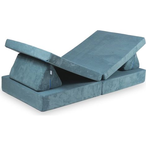 Canapé de jeu Montessori Standard en velours côtelé bleu (1/5)