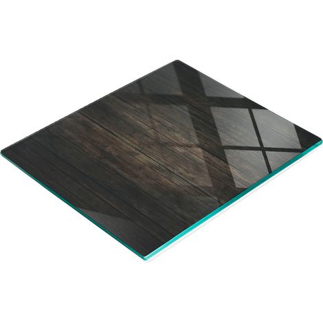 Tablero de cocina de vidrio templado con gr谩ficos, tableros de madera marrones, 60x52 cm